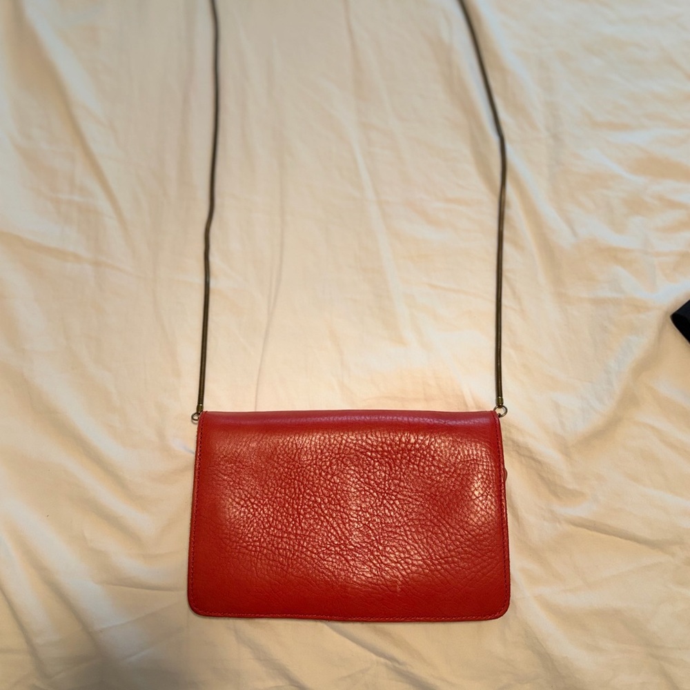 Madewell Red Leather Crossbody Bag - Classic Women's Shoulder Purse